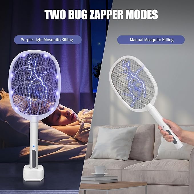 Electric Mosquito Killer Racket | USB Rechargeable Bug Zapper with UV Light – Pack of 2