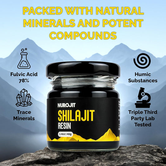 Pure Shilajit Resin, Himalayan Shilajit for Men and Women with 78%+ Fulvic Acid, Mineral Complex, 3rd Party Lab Tested, Natural Organic Resin, Vegan, Gluten Free, Daily Supplement 40g