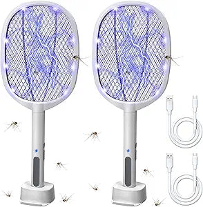 Electric Mosquito Killer Racket | USB Rechargeable Bug Zapper with UV Light – Pack of 2